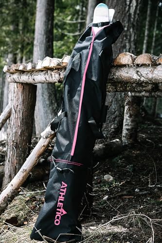 Athletico Ski Bag & Boot Bag Combo Black Pink Trim - Travel Snow Ski Gear