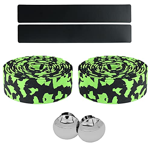 KINGOU Black & Green Camouflage EVA Road Bike Handlebar Tape - 2PCS