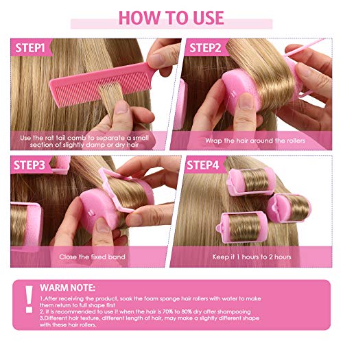 Foam Sponge Hair Rollers Set 56 Pieces in Mixed Color - 6 Sizes with Comb