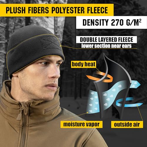 M-Tac Tactical Beanie Fleece Watch Cap - Winter Hat Elite - Patch Panel