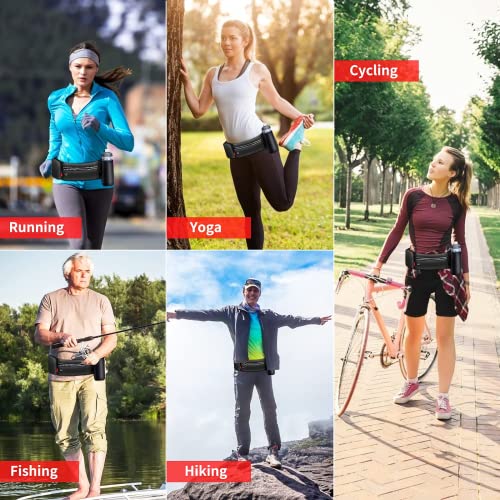 Hydration Running Belt for Women Men Black with Foldable Water Bottle Holder