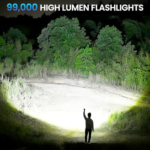 Rechargeable LED Flashlight 99,000 Lumens Waterproof Camping Light with 5 Modes
