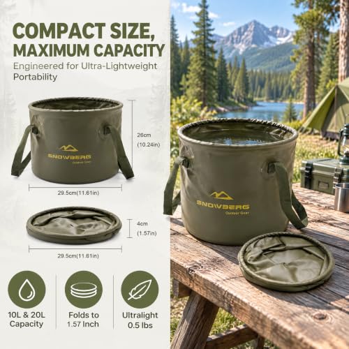 Green 20L Collapsible Water Container for Camping & Outdoor Use