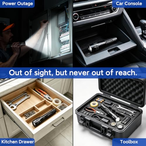 RECHOO Tactical Flashlight 4 Pack - Bright Zoomable LED Emergency Camping Light