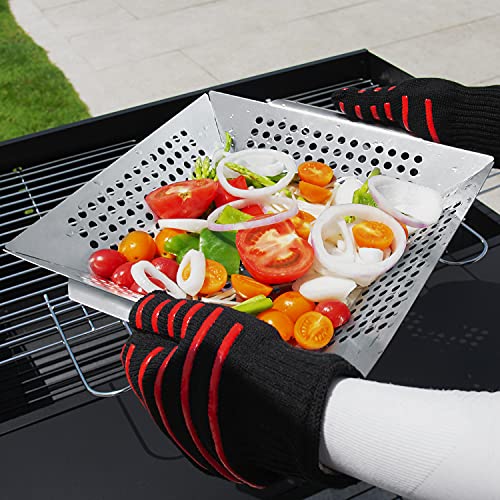 12 Inch Stainless Steel Grill Basket for Outdoor Barbecue - Large BBQ Accessories