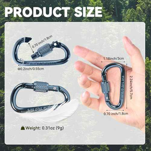 Carabiner Clip, Key Hooks for Keychain Aluminum D Ring Shape Carabiner, Key Chain Clip Hook, Keychain Clip, Multipurpose for Camping, Hiking, Backpacking or Other Outdoor Activities, 8PCS