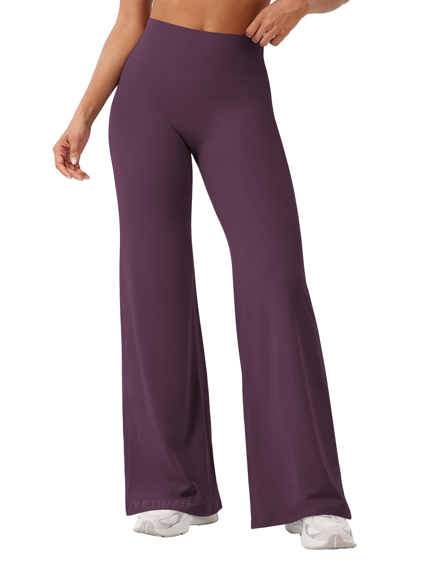 YEOREO Workout Leggings Womens No Front Seam Straight Leggings 31.5" High Waist Buttery Eddiy Gym Yoga Pants Black Berry Purple XL