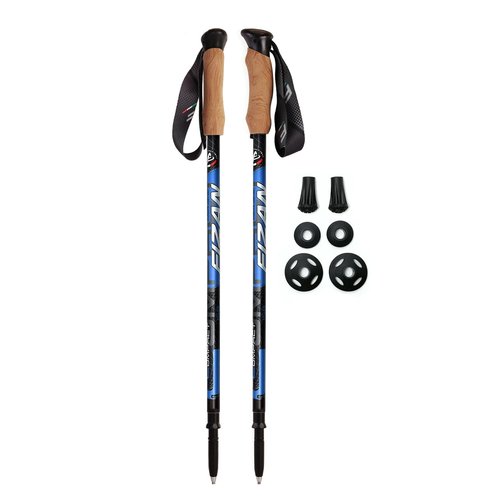 Fizan Compact 3 Trekking Poles – 5.6 oz Ultralight, Backpacking, Thru Hiking Poles, Adjustable, Collapsible, Customized Fit, Cork Grips, Aluminum Walking Sticks (Compact 3 / Cork/Blue)