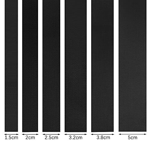 Heavy Nylon Webbing Strap 1 1/4 Inch Black 10 Yards for DIY Outdoor Gear