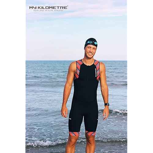 MY KILOMETRE Men¡¯s Triathlon Tri Suit with 2 Big Side Pockets Triathlon Racing Suit with Front Zip