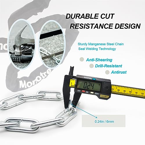 Heavy Duty Bike Chain Lock 3.2FT Resettable Combination Black - Anti-Theft