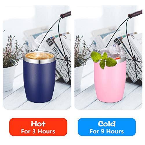 Navy Blue 12 oz Stainless Steel Travel Tumbler with Lid & Straw - Reusable Double Wall Insulated Kids Mug