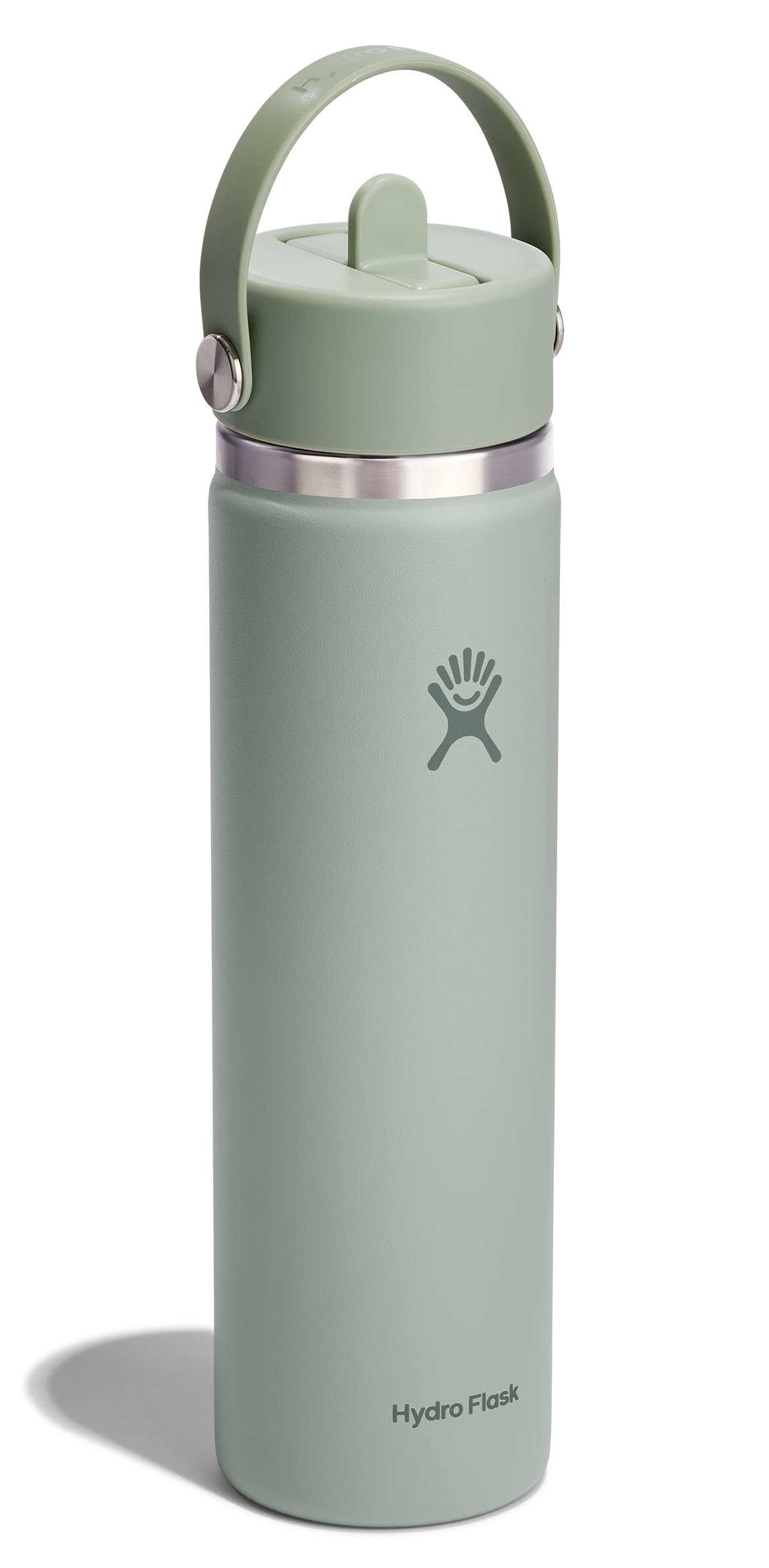 Hydro Flask Water Bottle - Insulated Stainless Steel - Wide Mouth Flex Straw Lid, Non Spill, Leakproof and Refillable in 24 Oz Tonal Agave