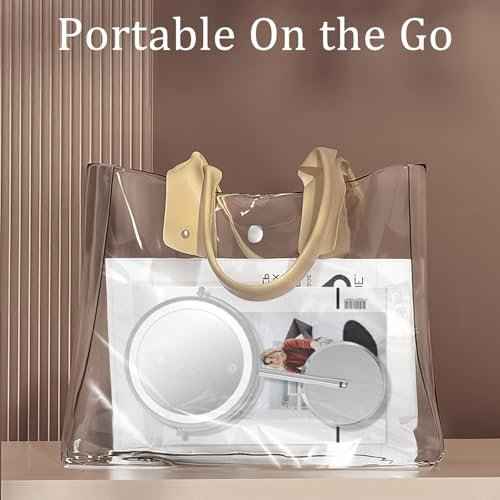 7¡± Magnifying Mirror with Lights,1X/10X Double Sided Lighted Makeup Mirror with Magnification, Rechargeable Battery, Dimmable, 3 Lighting Colors, Chrome