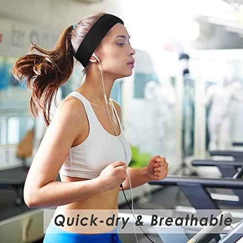 Work Headbands for Women 9Pcs, Cotton Like Headbands 2.5 inch Wide, Soft Sweat Wicking Stretchy Head Band for Cycling Biking Gym Sports Yoga Running Skincare