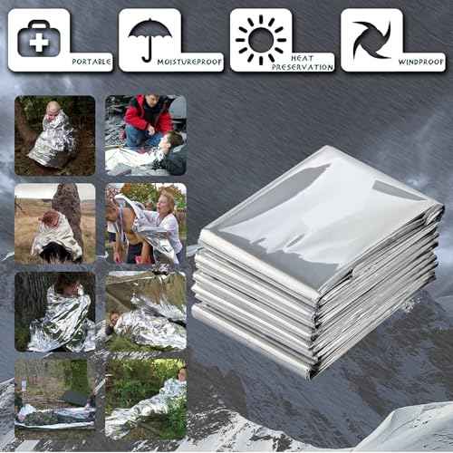 Emergency Foil Thermal Blanket (Pack of 25), 210 x 160 cm (82" x 63") Emergency shelter Survival Reflective Blankets Perfect for Outdoors, Hiking, Survival, Marathons or First Aid