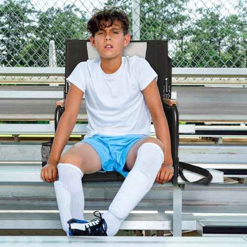 Extra Wide Stadium Seats with Back Support, Bleacher Chairs with High Back and Cushion, Padded Portable Fording Bleacher Seat with Armrests, Cup Holder and Storage Pockets (Grey)