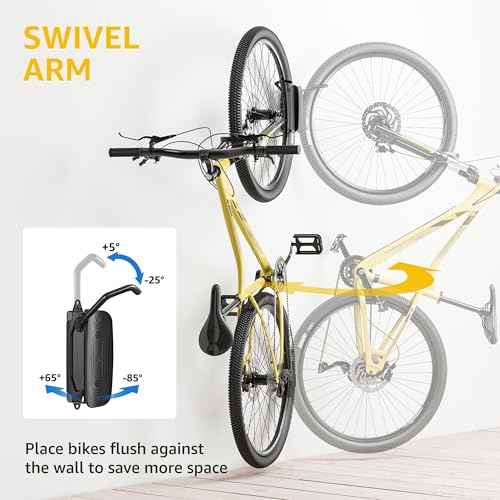 monTEK Swivel Bike Wall Mount, Bike Hangers for Garage, Space-Saving Vertical Bike Rack, Sturdy Bike Storage Rack Holds Up to 66lbs, Easy to Install, 2 Pack