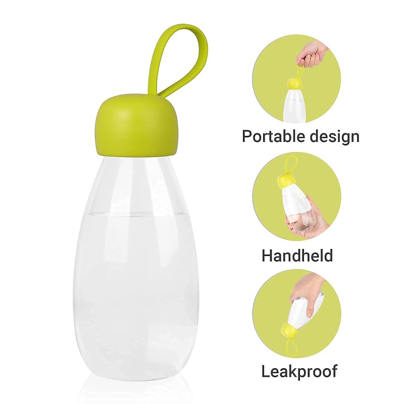 Emoi 12oz BPA Free Water Bottle with Green Cap & Silicone Strap