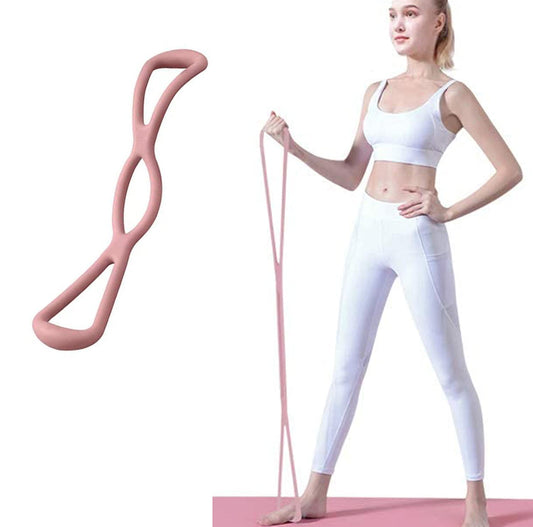 Figure 8 Stretch Resistance Band, Portable Elastic Fitness Pulling Rope Chest Expander, Arm Back Shoulder Training Stretch Bands for Strength Muscle Yoga Pilates Stretching Physical Therapy (Pink)