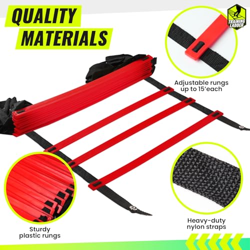 Red 23 ft Agility Ladder Speed Training Equipment for Soccer & Fitness