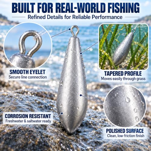 Fishing Weights Sinkers - 2 Ounce Drop Shot Lead Weights for Bass Fishing - 8 Pack