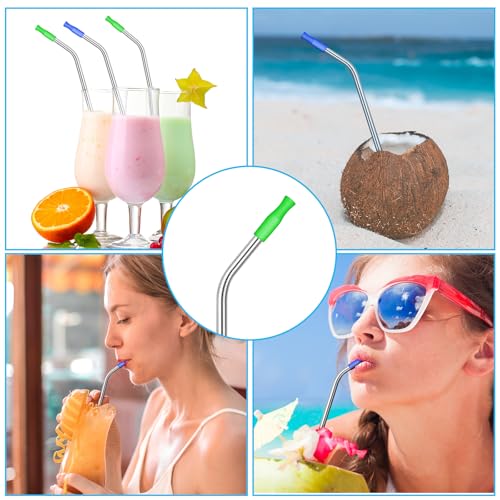 14-Inch Stainless Steel Drinking Straws for Large Tumblers - Silver, Set of 10