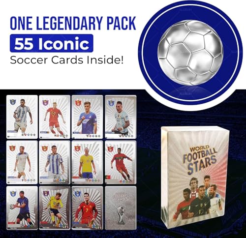 Soccer Trading Cards Set - 33 Unique Collectible Football Player Cards - White Variation