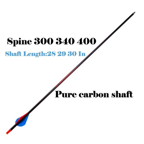 QunYing Archery Carbon Arrow 28 29 30 inch 300 340 350 400 Spine Practice Hunting Arrows for Compound Recurve Bow 12PCS-29 340 Spine