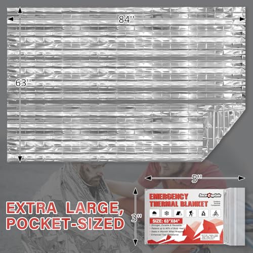 Silver Emergency Thermal Blankets 50 Pack Extra Large 84x63 Inches Survival Mylar Space Blankets