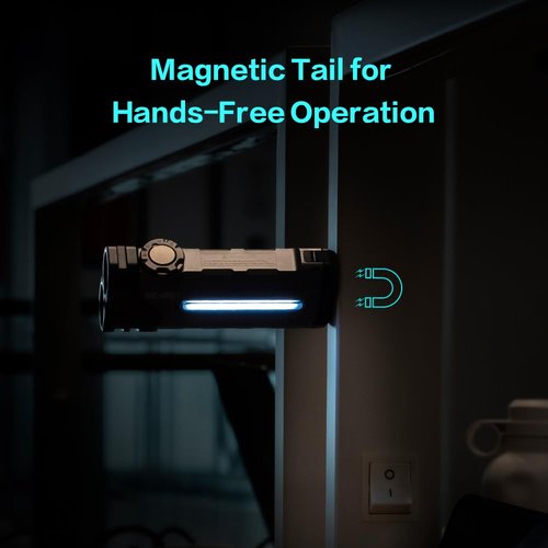 LOOP GEAR 4360 Lumens Flat Flashlight SK05 Pro(5700K) with 8000mAh Power Bank, Portable Rechargeable EDC Flashlight with Floodlight, Spotlight & Sidelight Idea for Outdoors Hiking Emergency