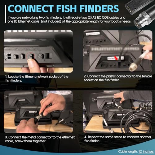 Ethernet Adapter Cable 12in for Humminbird Helix Fish Finders - AS EC QDE 720074-12