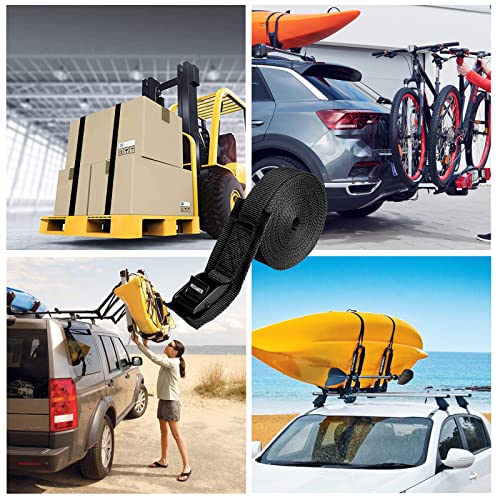 2 Pack Kayak Tie Down Straps - 1 Inch x 5 Feet Cam Buckle Lashing