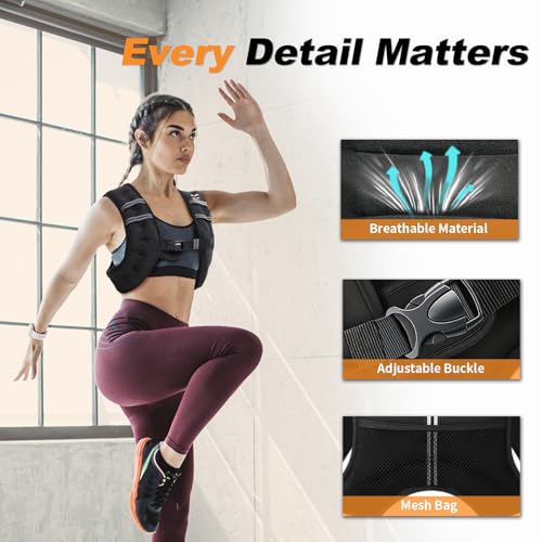 Weighted Vest for Women Men 6LB Black Adjustable Body Weight Vest for Fitness