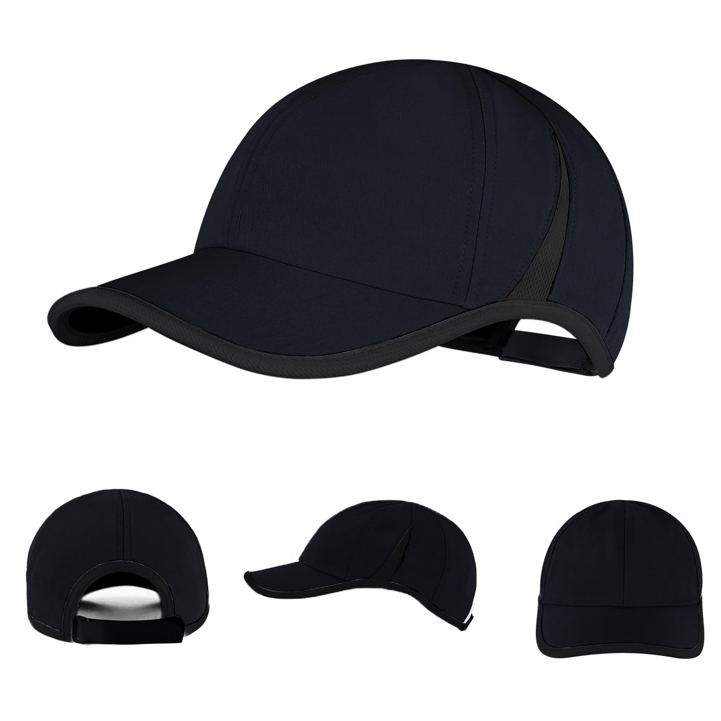 SEEK SURE Black Dry Fit Hat Men Women Low Porfile Fitted Ball Caps Lightweight Performance Running Hat