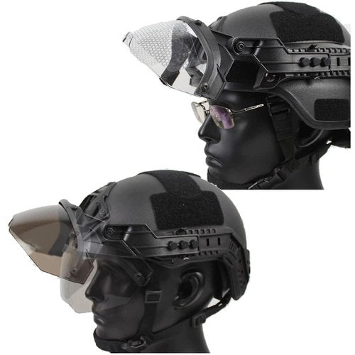 Outdoor Paintball Shooting Face Protection Gear Tactical Fast Helmet Wing Rail Side Rail Mount Helmet Goggles - Transparent Len