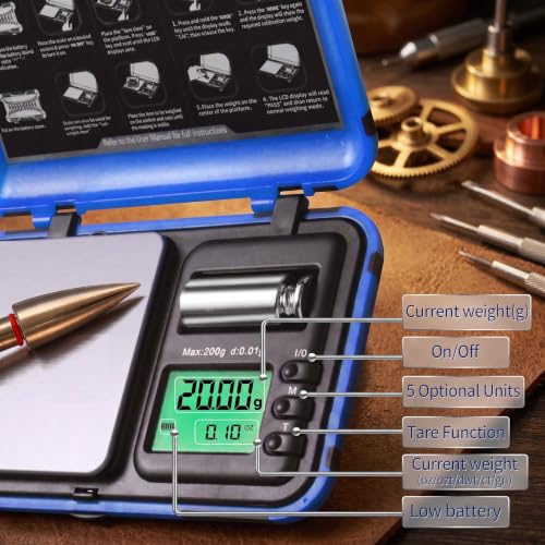 Blue & Black Digital Arrow Scale 200g x 0.01g Dual Unit LCD Pocket Weighing Scale