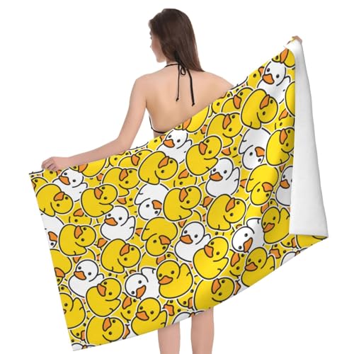 Cute Rubber Duck Beach Towel Large Microfiber Sand Free Quick Dry Bath Towels Gift for Pool Bathroom Travel Cruise Ship Essentials 32x52 Inch