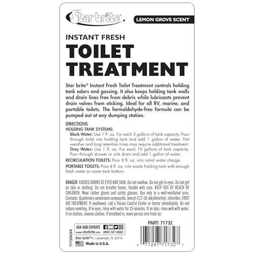 Instant Fresh Toilet Treatment with Lemon Scent - 32oz - Odor & Waste Control for RV & Marine