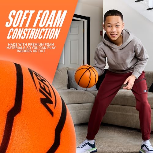 Nerf Quietcourt Silent Foam Basketball - Mini Size 7 Inches - Never Goes Flat - Orange