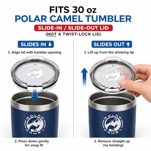 30 oz Replacement Lid 2-Pack for Polar Camel Tumblers & 40 oz Travel Mugs - Spill-Resistant, Straw-Friendly, BPA-Free