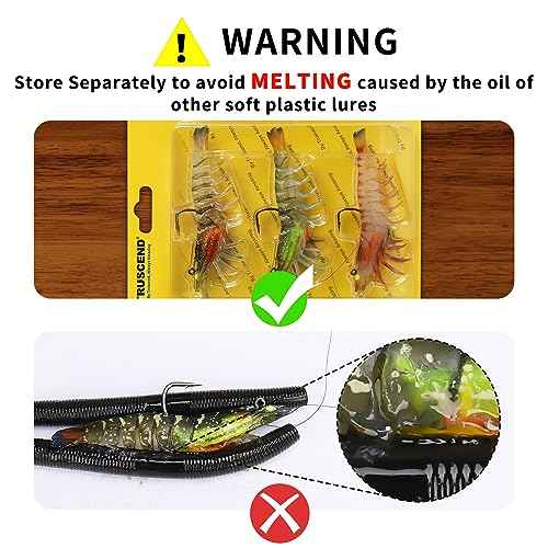 TRUSCEND Pre-rigged Fishing Jig Lures for Freshwater and Saltwater, Innovative Super Durable TPE Bass Lures, Lifelike Shrimp Crayfish Swimbait, Weedless Lure for Crappie Trout Walleye, Keep Separately