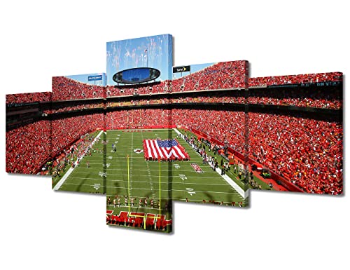 50''Wx24'' Canvas Wall Art Set Kansas Chiefs Stadium Scene Modern Framed Wall Decor