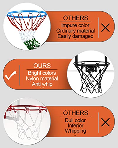 Mini Basketball Net Replacement 8 Loop Black for Indoor Door & Wall 8-10.25" Hoop