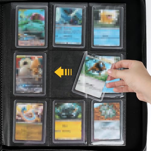 Carbon Black 288-Pocket Ringless Toploader Card Binder for Trading Cards - GERMUN