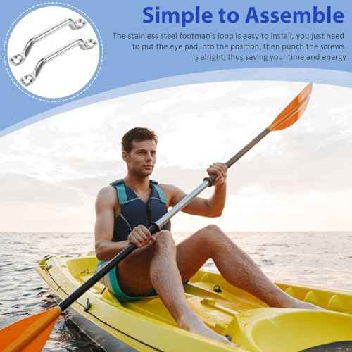 Stainless Steel Footman Loop with Flat Head Tapping Screws Bimini Top Strap Footman Loop for Kayak, Boat