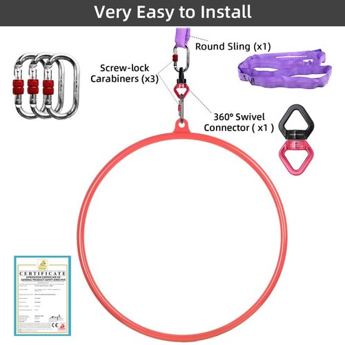 PRIOR FITNESS Aerial Hoop Set - Professional Circus Lyra Kit With Complete Rigging Hardware, Acrobatics Equipment Hanging Rings for Home, Yoga Dance Sling
