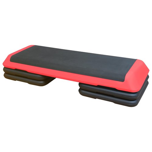Nirvaer Adjustable Aerobic Step Workout Platform with 4 Risers, Durable Non-Slip Design, Lightweight for Home Fitness, Red and Black