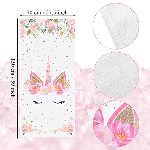Unicorn Beach Towel for Kids - Personalized Microfiber Summer Travel Blanket