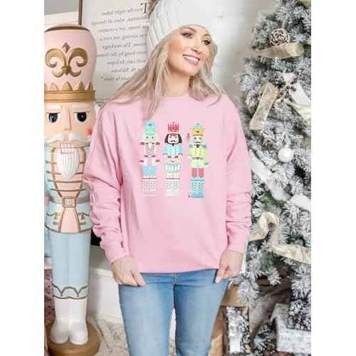 Women's Christmas Nutcracker Sweatshirt Crewneck Long Sleeve Shirt Xmas Holiday Pullover Tops